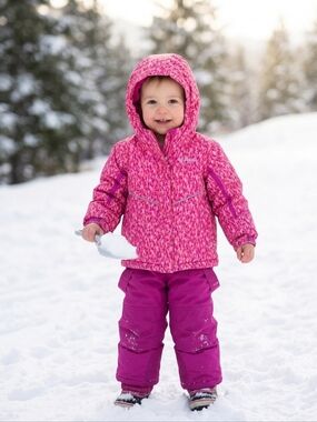 COLUMBIA GIRLS SNOW SKI HOODED WINTER JACKET PINK ABSTRACT PRINT TODDLER 3T NWOT